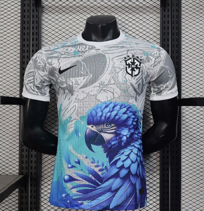 2025 Brazil White and Blue Special Shirt