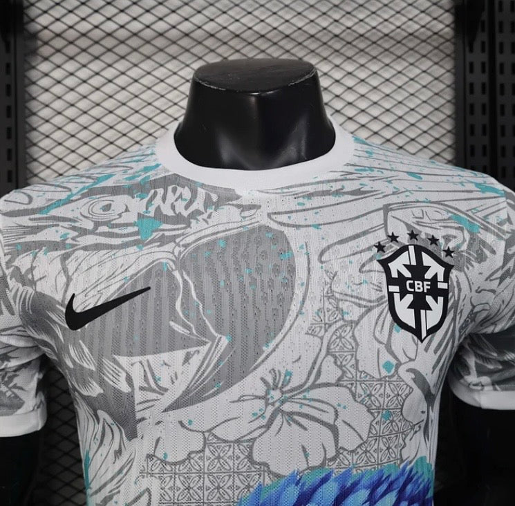 2025 Brazil White and Blue Special Shirt